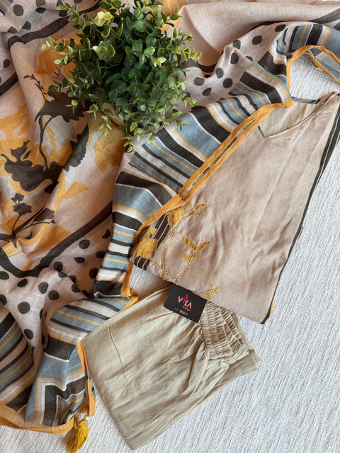 Striped and floral printed Ready suit set