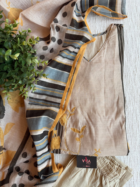 Striped and floral printed Ready suit set