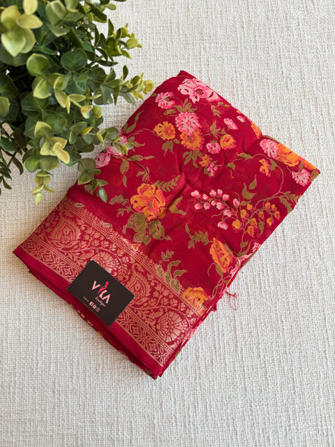 Floral Printed semi chiffon saree