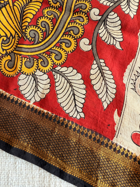 Damaged Kalamkari printed silk dupatta