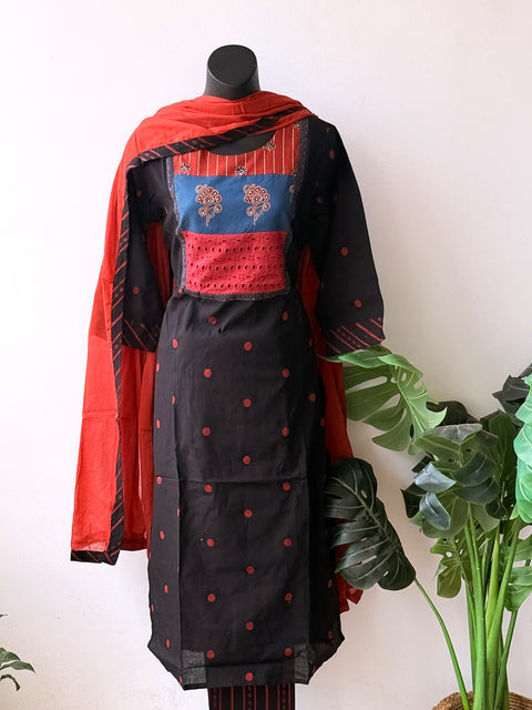 Patch work handloom cotton suit set