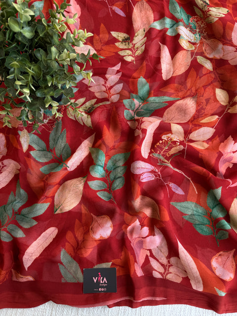 Floral printed georgette saree