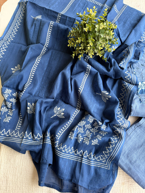 Indigo Blue cotton Ready suit set
