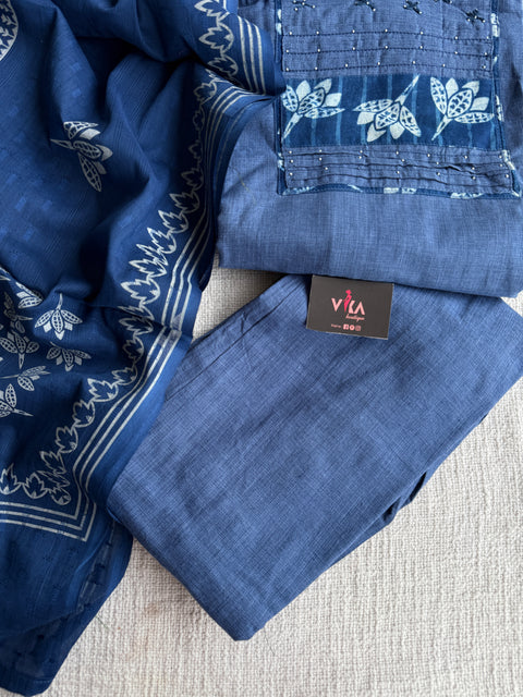Indigo Blue cotton Ready suit set