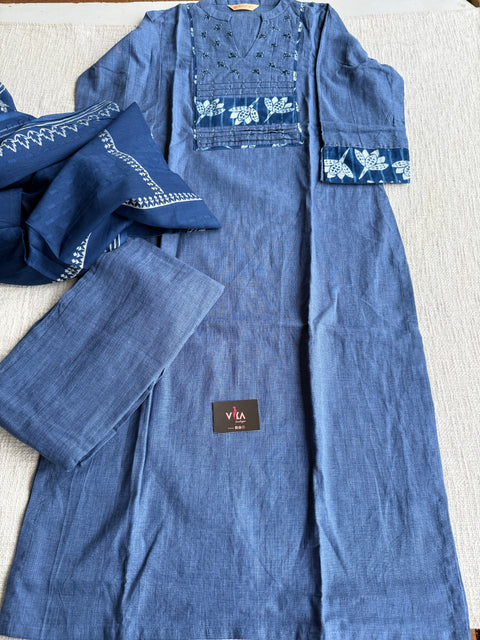 Indigo Blue cotton Ready suit set