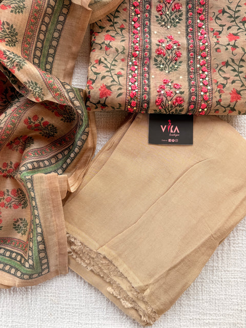 Printed chanderi suit material