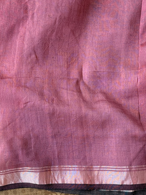Onion pink pure silk linen saree