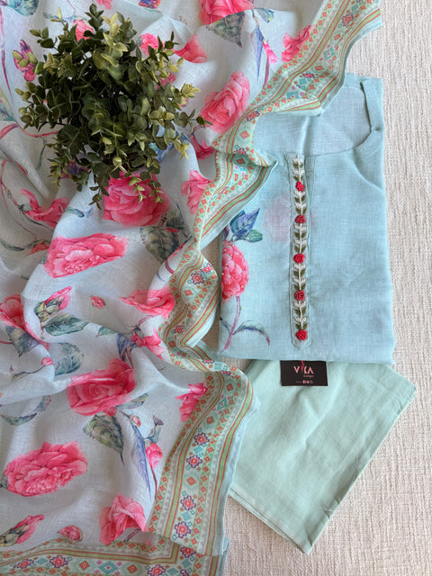 Printed linen salwar suit material