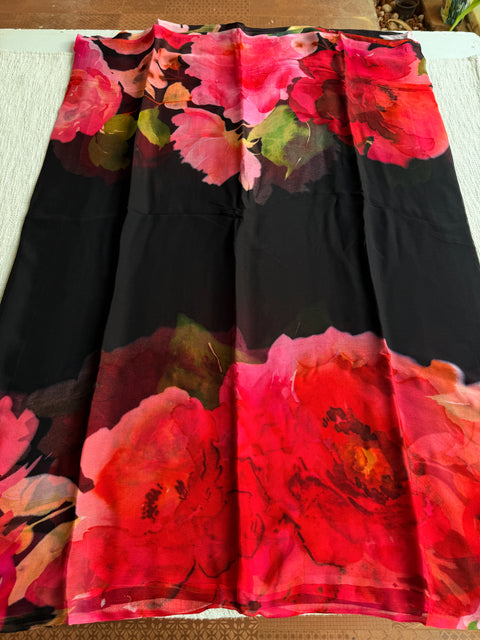 Digital printed pure chiffon saree