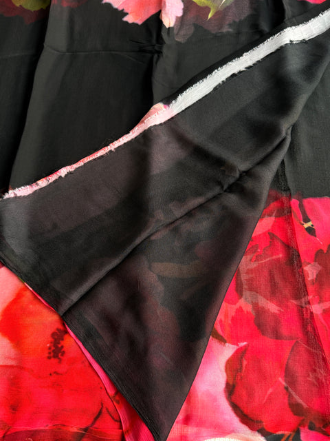 Digital printed pure chiffon saree