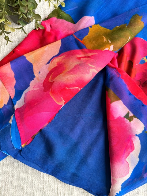 Digital printed pure chiffon saree