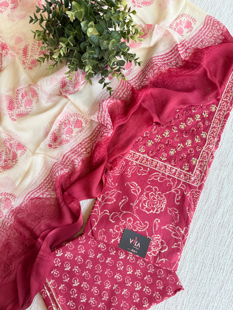 Printed cotton salwar suit material