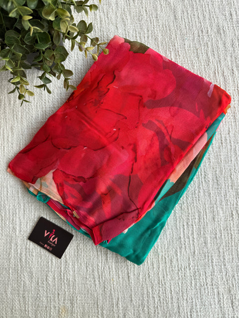 Digital printed pure chiffon saree