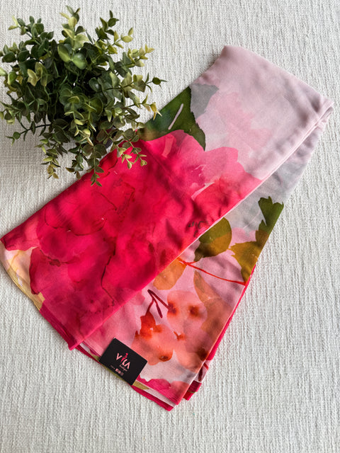 Digital printed pure chiffon saree