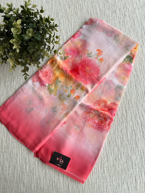 Digital printed pure chiffon saree