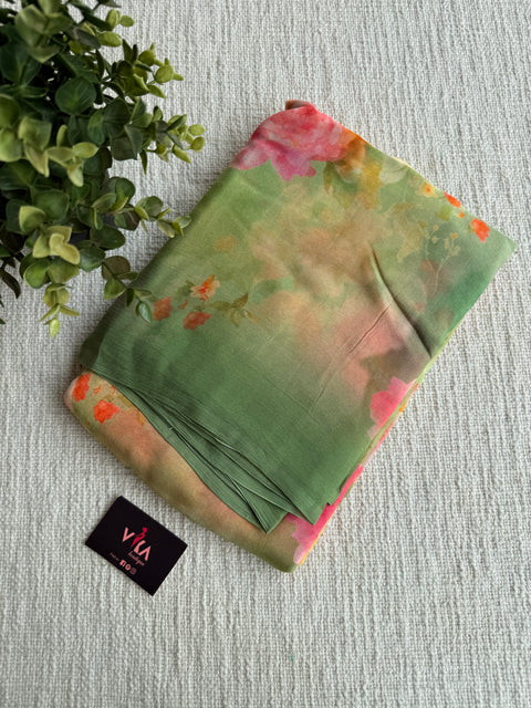 Digital printed pure chiffon saree