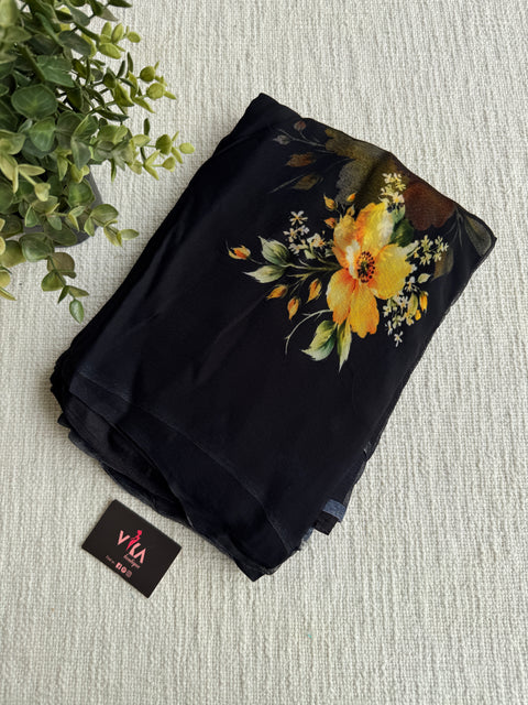 Digital printed pure chiffon saree