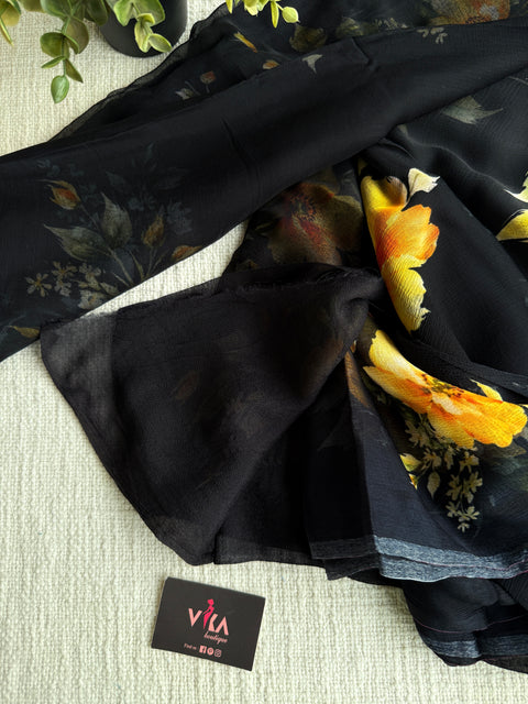 Digital printed pure chiffon saree