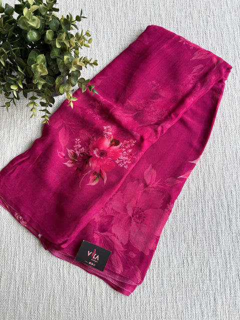 Digital printed pure chiffon saree