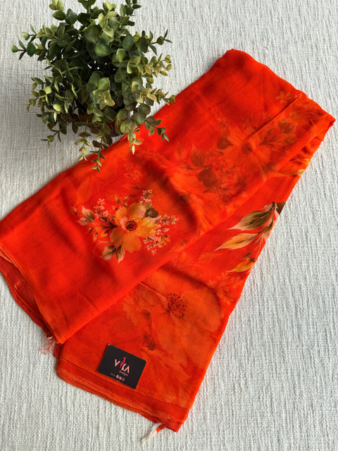 Digital printed pure chiffon saree
