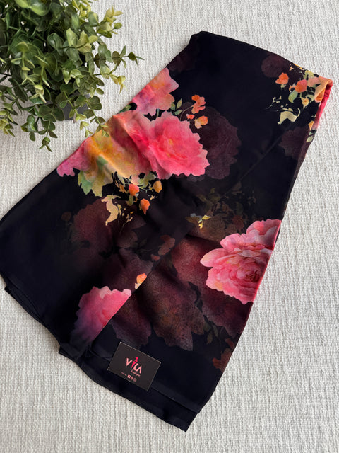 Digital printed pure chiffon saree