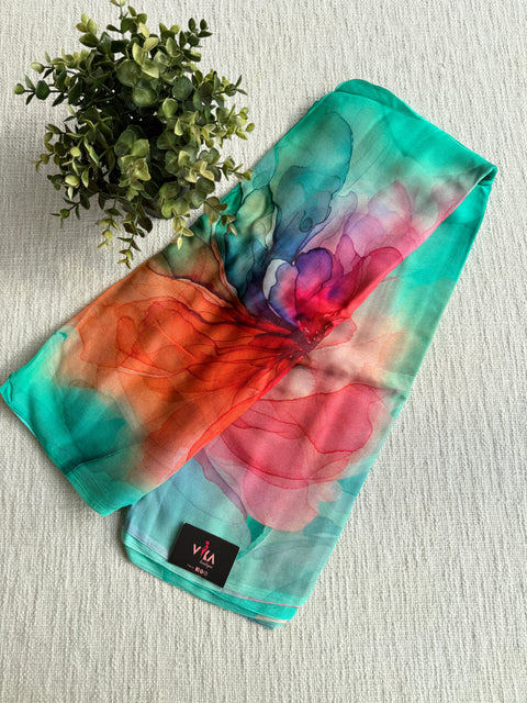 Digital printed pure chiffon saree