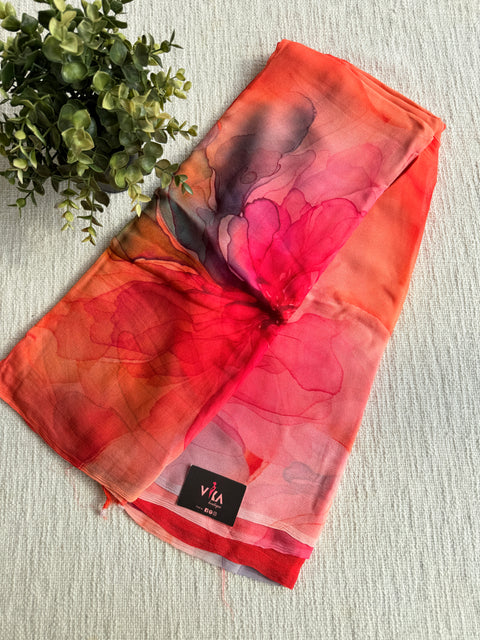 Digital printed pure chiffon saree
