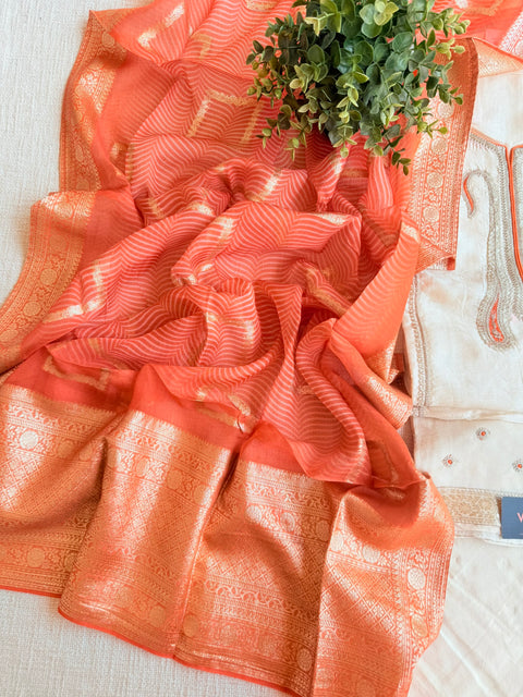 Paisley Dola silk salwar material - orange